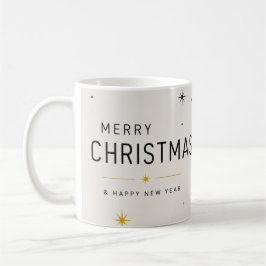 モダンイエローブラックホワイトクリスマス コーヒーマグカップ