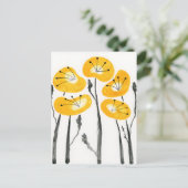 モダンイエローポピー水彩花はがき ポストカード (スタンド正面)