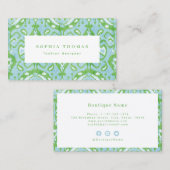 モダンイカットパターン緑プロフェッショナル 名刺 (正面/裏面)