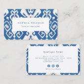 モダンイカットブルー白プロフェッショナル名刺 名刺 (正面/裏面)