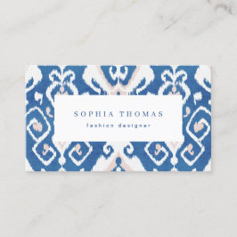 モダンイカットブルー白プロフェッショナル名刺 名刺