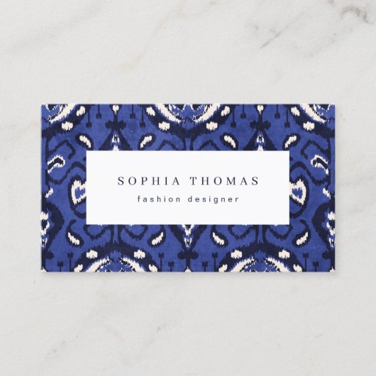 モダンイカット模様ブループロフェッショナル 名刺 (正面)