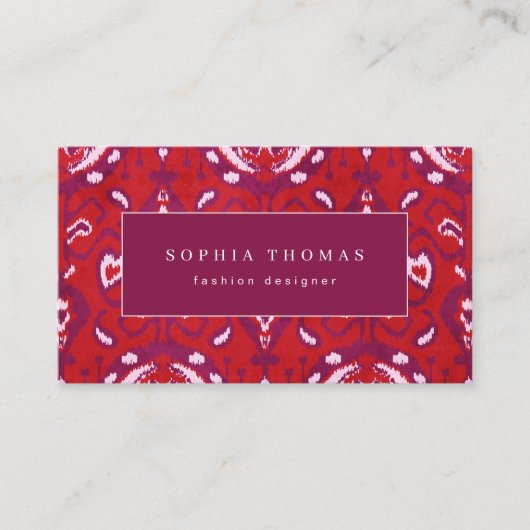 モダンイカット模様赤プロフェッショナル名刺 名刺 (正面)