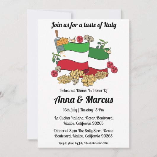 モダンイタリアンディナー招待状 招待状 (正面)