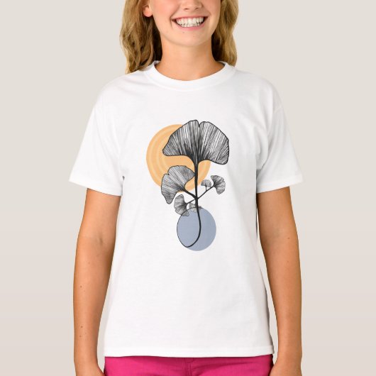 モダンイチョウリーフボタニカルTシャツ Tシャツ (正面)