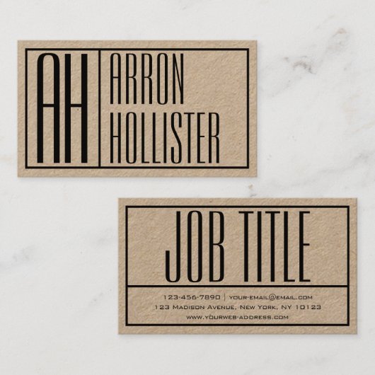 モダンイニシャルと名前のロゴ 名刺 (正面/裏面)