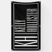 モダンイニシャルと名前のロゴ |黒と白 横断幕 (縦)