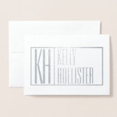 モダンイニシャルと名前のロ空白のゴ（内側） 箔カード (封筒付き正面)