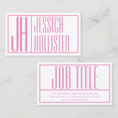 モダンイニシャルと名前ロゴピンク 名刺 (正面/裏面)