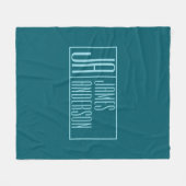 モダンイニシャルと名前 | 濃いティール（緑がかった色）&ライトブルー フリースブランケット (正面(横))