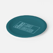 モダンイニシャルと名前 | 濃いティール（緑がかった色）&ライトブルー ペーパープレート (アングル)