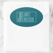 モダンイニシャルと名前 | 濃いティール(緑がかった色)&ライトブルー 楕円形シール (バッグ)