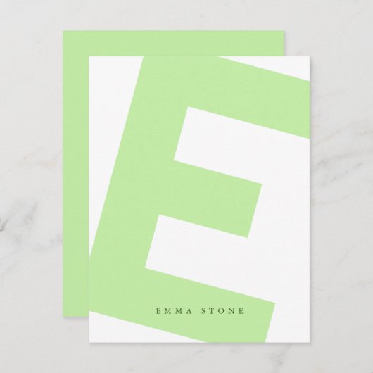 モダンイニシャルオーバーサイズモノグラムとネーム ノートカード (正面/裏面)