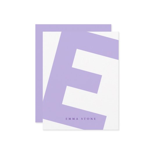 モダンイニシャルオーバーサイズモノグラムと名前 ノートカード (正面/裏面インサイチュ)