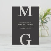 モダンイニシャルグラフィックタイポグラフィ結婚写真 セーブザデート (スタンド正面)