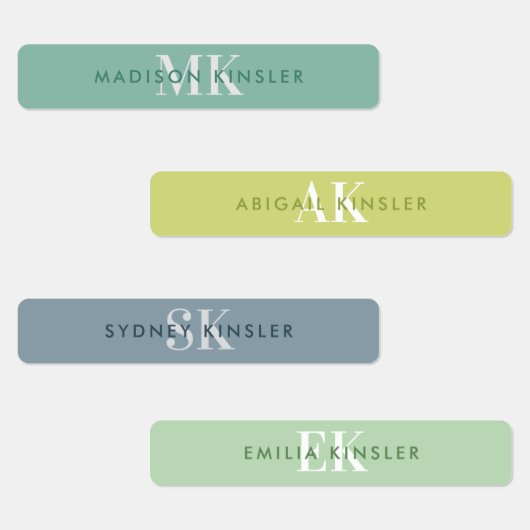 モダンイニシャルシンプルグリーンブルー防水名L ラベル (グループ)