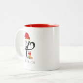 モダンイニシャルタイポグラフィ名文字Pクリスマス ツートーンマグカップ (正面左)