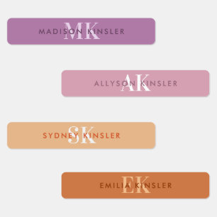 モダンイニシャルパープルボホシンプル防水名 ラベル