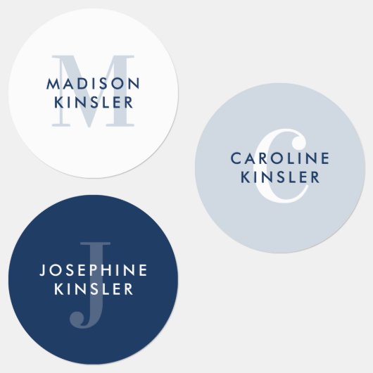 モダンイニシャルボホシンプルブルー防水名 ラベル (グループ)