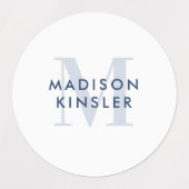 モダンイニシャルボホシンプルブルー防水名 ラベル (デザイン1)