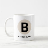 モダンイニシャルマグ – “B is for [名前]” デザイン コーヒーマグカップ (左)