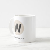 モダンイニシャルマグ – “W is for [名前]” デザイン コーヒーマグカップ (正面左)
