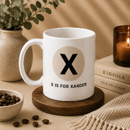 モダンイニシャルマグ – 「Xは[名前]の略」デザイン コーヒーマグカップ