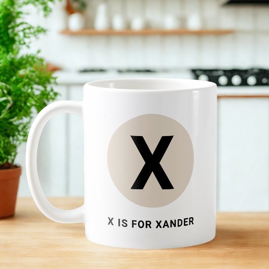 モダンイニシャルマグ – 「Xは[名前]の略」デザイン コーヒーマグカップ