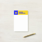 モダンイニシャルモノグラムブルー金ゴールド名エレガント, ポストイット (デスク上)