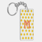 モダンイニシャルモノグラムレトロデイジー キーホルダー (正面左)