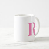 モダンイニシャルレターパーソナライズされたピンクモノグラム コーヒーマグカップ (正面右)