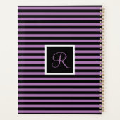 モダンイニシャルレター紫と黒ストライプの プランナー手帳 (裏面)