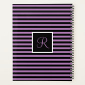 モダンイニシャルレター紫と黒ストライプの プランナー手帳 (裏面)