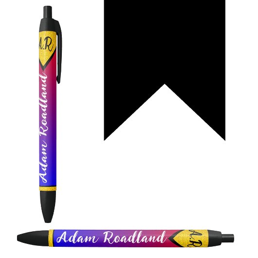 モダンイニシャル名刺　手頃な贅沢 黒ボールペン