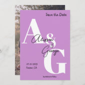 モダンイニシャル紫の写真 セーブザデート (正面/裏面)