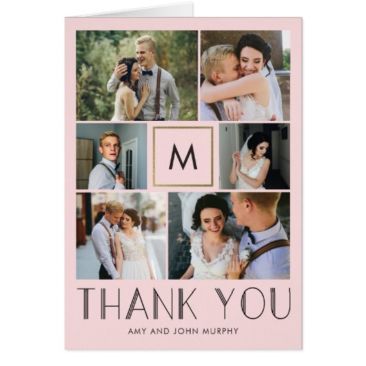 モダンイニシャル編集可能カラーサンキューカード (正面)