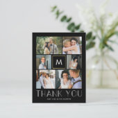 モダンイニシャル編集可能カラーモノグラムありがとう ポストカード (スタンド正面)