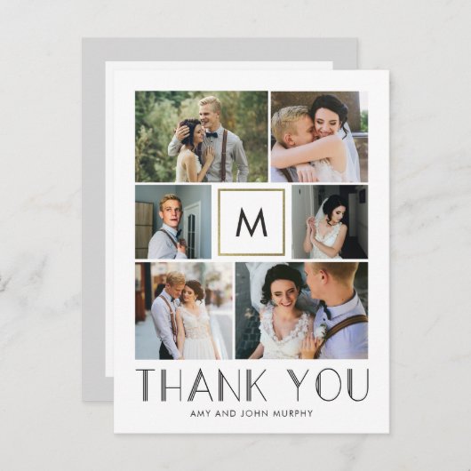 モダンイニシャル編集可能カラーモノグラムありがとう ポストカード (正面/裏面)