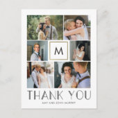 モダンイニシャル編集可能カラーモノグラムありがとう ポストカード (正面)