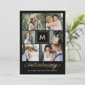 モダンイニシャル編集可能カラー結婚の発表 サンキューカード (スタンド正面)