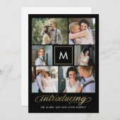 モダンイニシャル編集可能カラー結婚の発表 サンキューカード (正面/裏面)