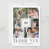モダンイニシャル編集可能カラー結婚ズありがとう サンキューカード (正面)
