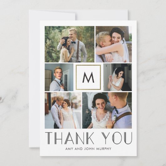 モダンイニシャル編集可能カラー結婚ズありがとう サンキューカード (正面)