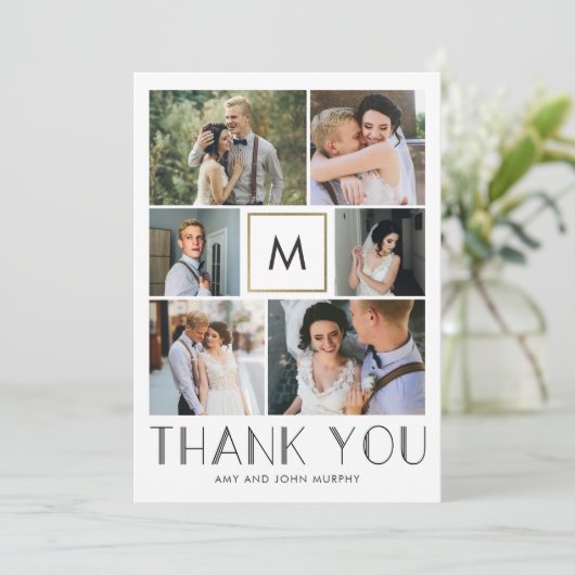 モダンイニシャル編集可能カラー結婚ズありがとう サンキューカード (スタンド正面)