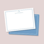 モダンイニシャル青枠ステーショナリー ノートカード