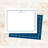 モダンイニシャル ダークブルー ネイビー 枠 ステーショナリー ノートカード