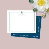 モダンイニシャル ダークブルー ネイビー 枠 ステーショナリー ノートカード