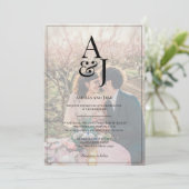 モダンイニシャル フェード写真 ウェディング招待状 招待状 (スタンド正面)