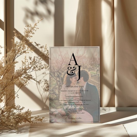 モダンイニシャル フェード写真 ウェディング招待状 招待状