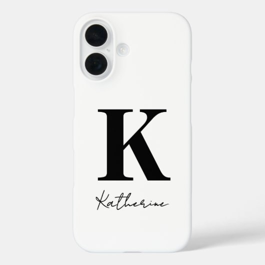 モダンイニシャル ホワイト ブラック 名前入り Case-Mate iPhoneケース (裏面)
